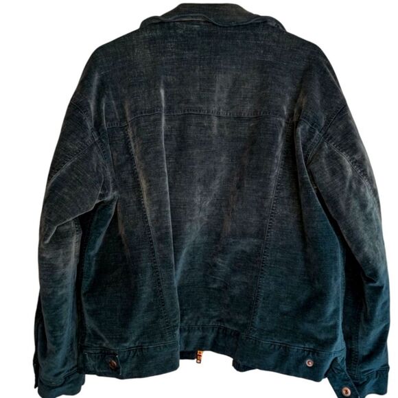 Free People Emerald Green Velvet Trucker Jacket with Silver Buttons Size Xs - Picture 16 of 16